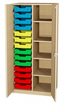 Materialschrank 14 flache Kunststoffkästen