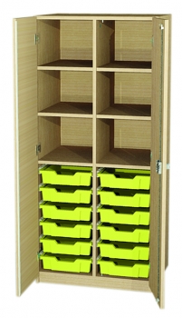 Materialschrank 12 Schübe, 6 offene Fächer