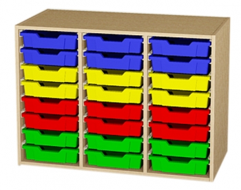 Materialcontainer 3-reihig als Aufsatz, 24 Kunststoffkästen