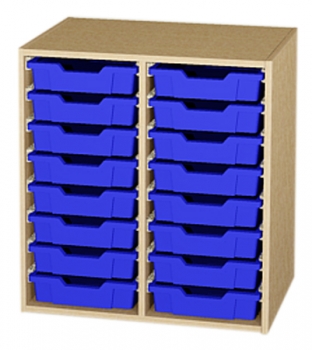 Materialcontainer 2-reihig als Aufsatz, 16 Kunststoffkästen