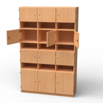 Lehrerfachschrank 12 abschließbare und 9 offene Brieffächer