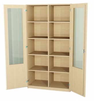 Schrank zweitürig mit Glasausschnitt, 10 Fächer BxHxT 100x190x40 cm