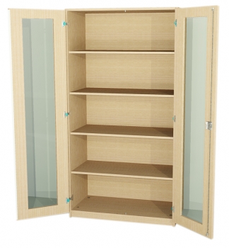 Schrank mit 5 Fächern, Türen mit Glas