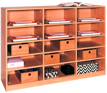 Klassenregal mit 15 Fächern horizontal, BxHxT 140x98x40 cm