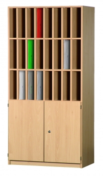 Lehrerfachschrank mit 2 Türen und 24 Fächern, BxHxT 80x190x40 cm