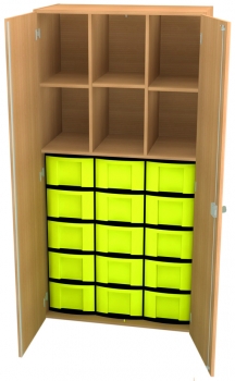 Materialschrank BxHxT 95 x 190 x 50 cm, 15 hohe Schübe
