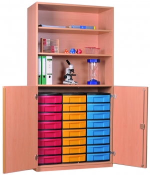 Materialschrank mit 24 flachen Kunststoffschüben