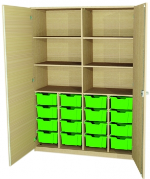 Materialschrank 16 hohe Kunststoffboxen