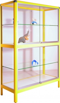 Ausstellungsvitrine 150 cm geteilt, mit ESG- Sicherheitsglas