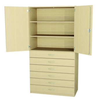 Schrank mit 2 Türen und 6 Schubladen, BxHxT 90x190x40 cm