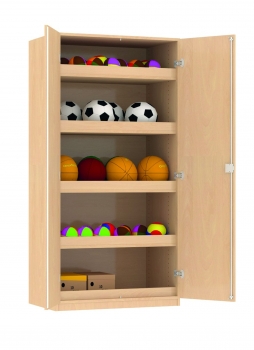 Sportschrank, 4 Fachböden mit Aufkantung