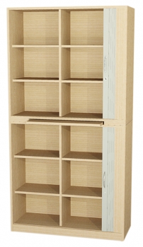 Schrank 100x190x50 cm, 2 x Jalousie in silber, horizontal laufend