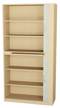 Schrank 90x190x50 cm, 2 x Jalousie in silber, horizontal laufend