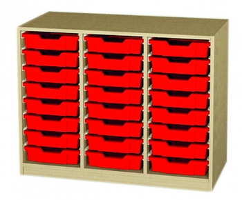 Materialcontainer mit 24 Kunststoffkästen