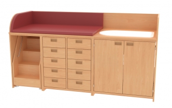 Wickelkommode XXL mit Treppe links und Badebecken