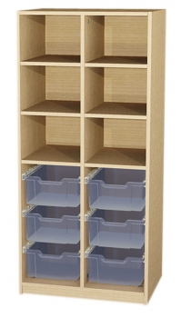 Materialschrankregal 6 hohe Schübe, 6 offene Fächer