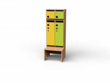 Kindergarten Garderobe mit 2 Plätzen und 4 Fächern
