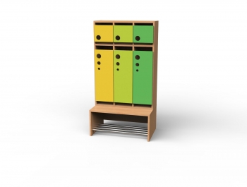Korpus-Garderobe Modern-Line mit 3 Plätzen und 6 Fächern