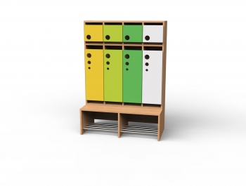 Kindergarten Garderobe mit 4 Plätzen und 8 Fächern