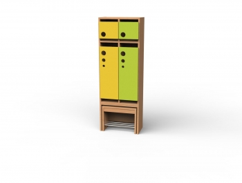 KiGa Garderobe 2 Plätze und 4 Fächer, Sitzbank ausziehbar