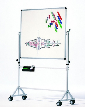 Drehtafel Whiteboard fahrbar, doppelseitig 150x100 cm