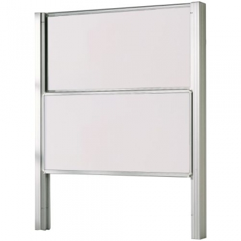 Pylonentafel zweiflächig 250x100 cm, Stahl weiß Whiteboard