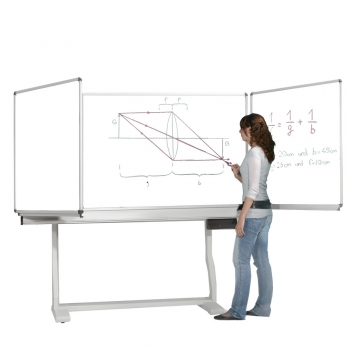 Schultafel 200x120 cm freistehend, Federzug Whiteboardtafel