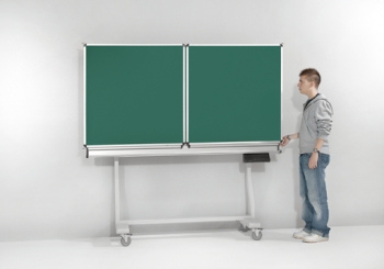 Wandklapptafel mit Federzug 200x100 cm fahrbar, grün für Kreide