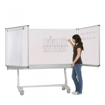 Schultafel 200x120 cm fahrbar, Federzug Whiteboardtafel