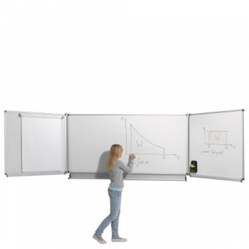 Whiteboard Wandklapptafel aus Premium Stahlemaille, Serie KLE, weiß