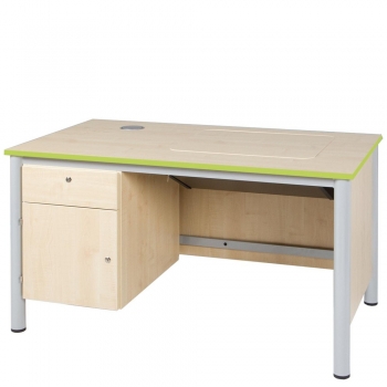 Lehrer Computertisch mit Monitorklappe und Unterschrank