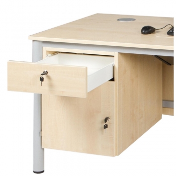 Lehrer Computertisch mit Monitorklappe und Unterschrank