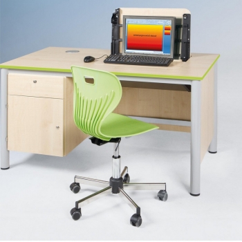 Lehrer Computertisch mit Monitorklappe und Unterschrank