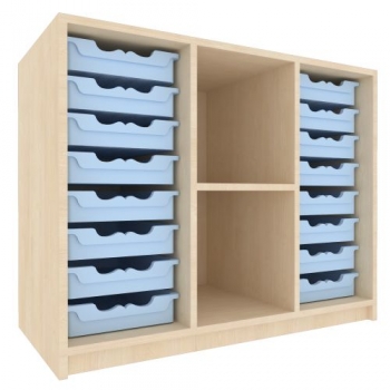 Offenes Regal mit 16 flachen ErgoTray Boxen, Serie 560-1