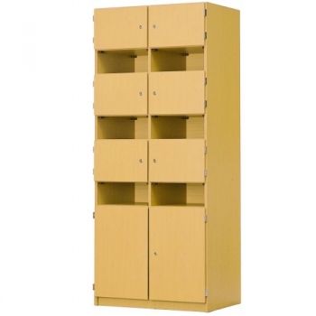 Schließfachschrank, 6 offene & 8 abschließbare Fächer