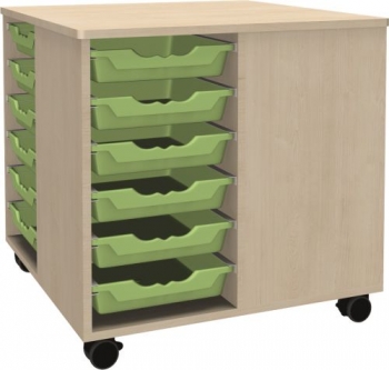 Spielinsel A-Toll Midi fahrbar mit 24 flachen Ergo Tray Boxen