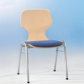 Schalenstuhl mit Sitzpolster und Rundrohrgestell, stapelbar