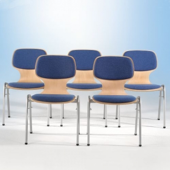 Schalenstuhl gepolstert mit Rundrohrgestell, stapelbar