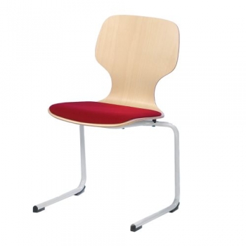 Freischwinger Kufenstuhl mit Sitzpolster und  Rundrohrgestell