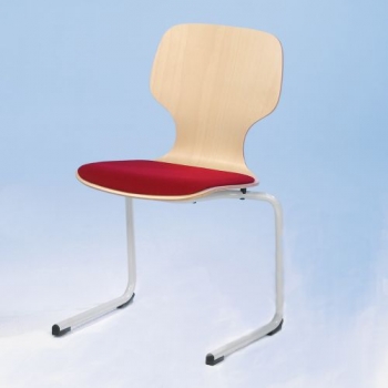 Freischwinger Kufenstuhl mit Sitzpolster und  Rundrohrgestell