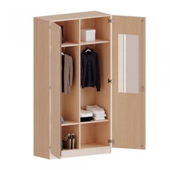 Garderobenschrank mit Spiegel und Garderobenstange, 5 Ordnerhöhen