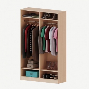 Garderobenregal mit Mittelwand und Garderobenstangen, B/H/T: 120x190x40