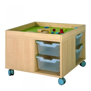 Bau- und Spielinsel mit 8 hohen Ergo Tray Boxen