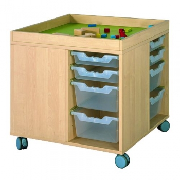 Bau- und Spielinsel mit 8 hohen und 8 flachen Boxen