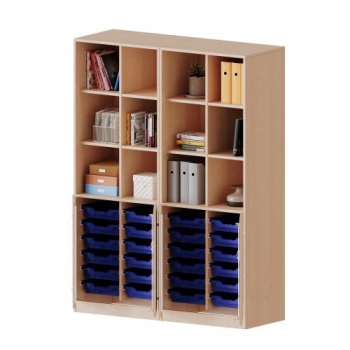 ErgoTray Kombi-Schrank mit 24 Boxen, zweiteilig, 5 Ordnerhöhen