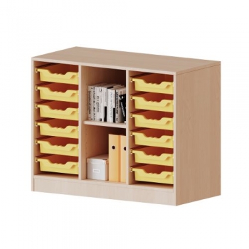 ErgoTray Regal mit 12 Boxen, dreireihig, 2 Ordnerhöhen