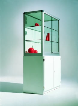 Glasvitrine 150x180x50 cm, mit Sicherheitsglas und Unterschrank