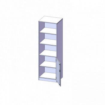 Schrank, 5 Ordnerhöhen, Tür unten (2 OH), oben 3 offene Fächer