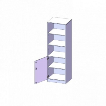 Schrank, 5 Ordnerhöhen, Tür unten (2 OH), oben 3 offene Fächer