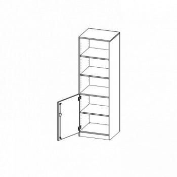 Schrank, 5 Ordnerhöhen, Tür unten (2 OH), oben 3 offene Fächer